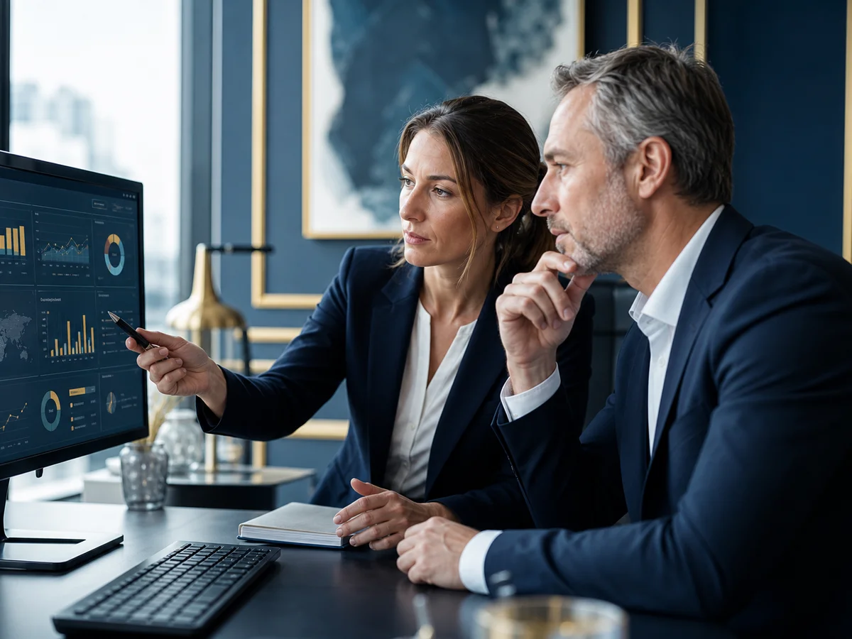 Personne consultant un ordinateur portable dans un intérieur chaleureux